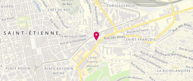 Plan de Boucherie Dani, 2 Rue des Alliés, 42100 Saint-Étienne