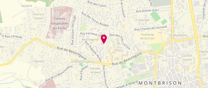 Plan de Boucherie Charcuterie Huguet, 7 avenue Paul Cézanne, 42600 Montbrison