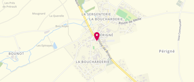 Plan de Boucherie charcuterie la belle rouge, 4 place de l'Église Saint-Martin, 79170 Périgné