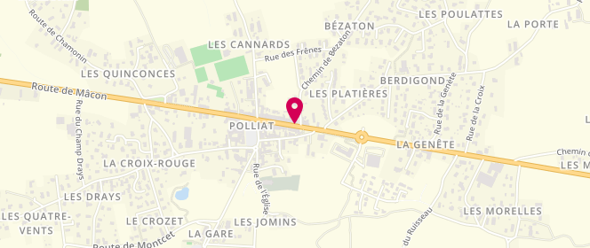 Plan de La boucherie des gourmets, 155 Route de Bourg en Bresse, 01310 Polliat