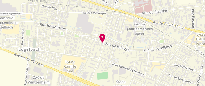Plan de EURL Boucherie Musulmane Daoudi, 33 Rue de la Forge, 68000 Colmar
