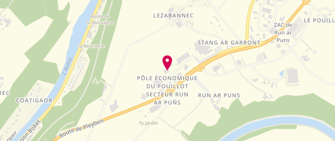 Plan de Le Marché de l'Aulne, Zone Artisanale 
Run Ar Puns, 29150 Châteaulin