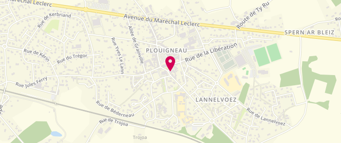 Plan de Boucherie Charcuterie Traiteur DERRIEN, 7 place des Frères Boulch, 29610 Plouigneau