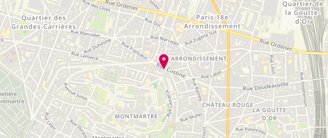 Plan de Aux Viandes de Montmartre KJ, 49 Rue Custine, Bis, 75018 Paris